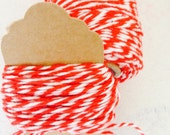 Red and White Bakers Twine 10m Length for Christmas Gift Wrapping, Scrapbooking, DIY, gift wrapping, tags supply