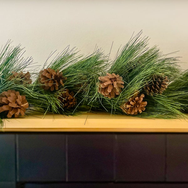 Realistic Pine Boughs with real Pine Cones Christmas DIY Mantle Decor Wreath-Making Supplies Garland Material Faux Christmas Greenery Decor