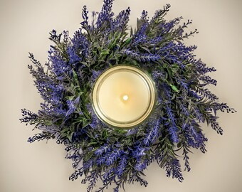 Lavender Candle Wreath Mini Wreath Housewarming Gift for Her Purple Home Decor Small Cabinet Wreath Chair Bridesmaid Gift Wedding Decor