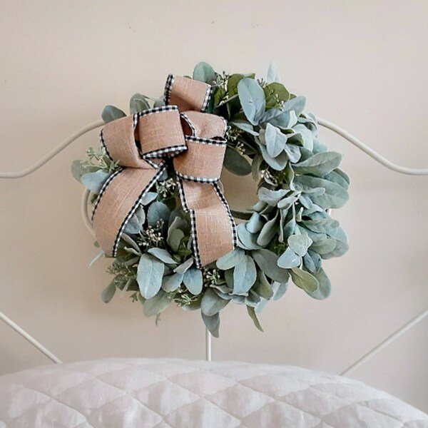 Lambs Ear Wreath Front Door Year-Round wreath Everyday Wreath, Birthday gift for her, new home present, farmhouse wreath, Nursey decor