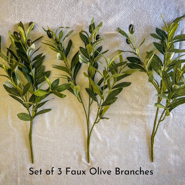 Olive branch set 18” stem 10” pick, Flower Arrangement Centerpiece Bouquet supplies, DIY Picks, home decor Farmhouse, set of 3 5 wedding