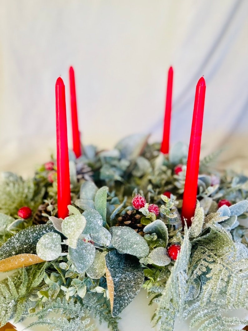 Christmas Advent Wreath Candle Holder for Four Taper Candles Etsy