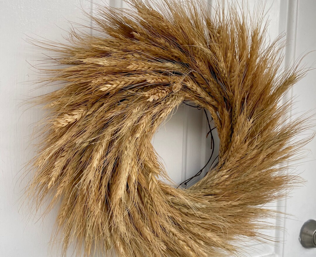 Fall Wreath for Front Door, Wheat Wreath, Natural Farmhouse Wreath ...