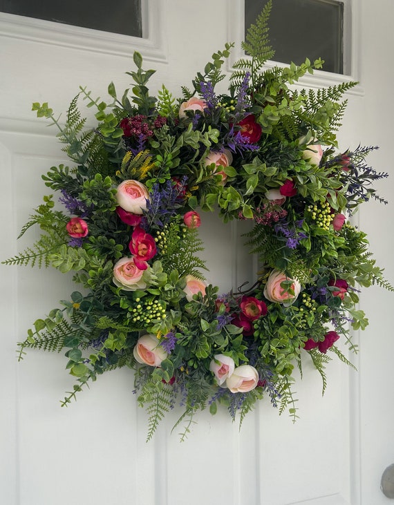 Front Door Wreaths for Summer, Colorful Year Round Wreath, BEST SELLER 