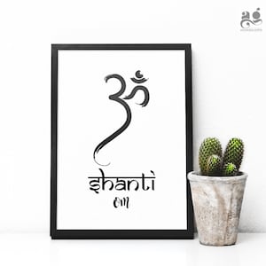 Om Shanti Om poster, Indian Home Decor Printable art, Ohm Shanti print, Spiritual Wall art, Om art print Sign, Meditation Yoga room decor