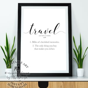 Travel Decor Print, Printable Travel Lover gift for friend, Definition wall art, Travel sign, world traveler gifts, Wanderlust adventure