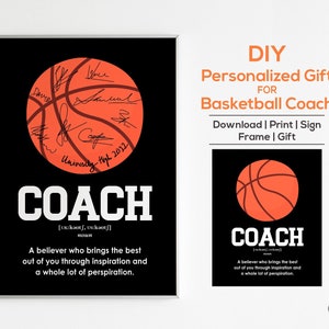 Basketball Poster, Basketball team Sign Gift, Coach Appreciation thank you gift, Basketball Coach printable definition, Custom DIY Gifts