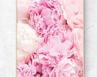 Peony wall art, Pink flower printables, Botanical prints, Blush pink floral wall posters, Peony prints, Fashion decor chic, Gifts for her