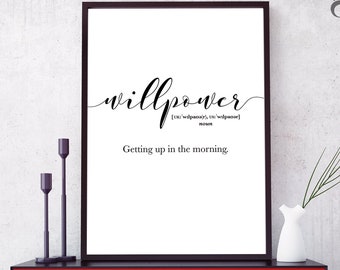 Funny Word Definition Poster, Willpower Definition Printable, Funny Bedroom sign, Word definition wall art, Funny Bathroom Sign Printable