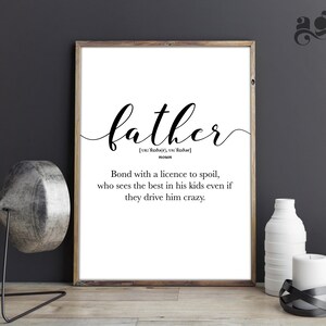 Last minute gift for Father&#39;s Day, Funny Father definition Printable, Father&#39;s day gift from son daughter, Funny Dad gifts, Gift for Papa