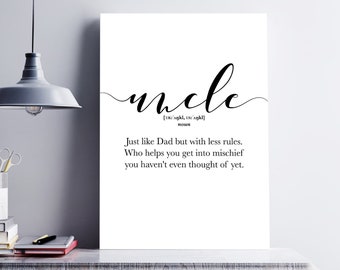 Printable Uncle gifts, Father's Day present, funny gift for him, Funny Printable Definition, Birthday Christmas Gift, New Uncle Announcement