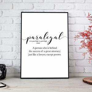 Paralegal Funny Definition Print, Paralegal appreciation gifts printable, Law firm office wall print, cubicle decor, Funny Legal assistant