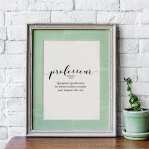 Français Appréciation de l’enseignant, cadeau pour Professeur, Définition de l’enseignant, Art mural imprimable de l’enseignant, décor de classe, Merci professeur