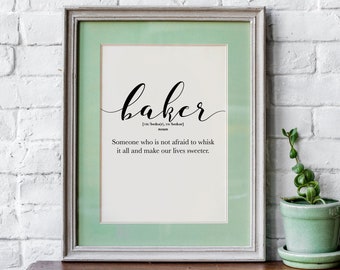 Baker gifts, Definition poster, Funny kitchen wall art decor, bakery sign, Pastry chef gift, Baking gifts, Culinary School Graduation gift