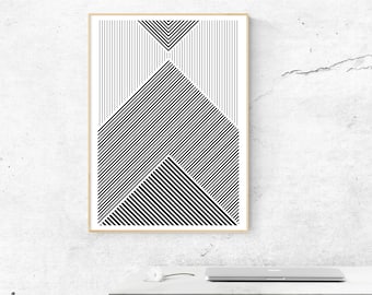Geometric Minimalist Printables, Black and White Stripes, Monochromatic Line Art, Geometric wall art, Geometric pattern prints, Nordic Decor