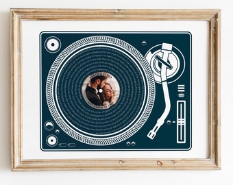 Vinyl Record Lyrics Gift for Couple, Personalized First Dance printable, Custom Song Unique Wedding Gift, One Year Anniversary Song Gift