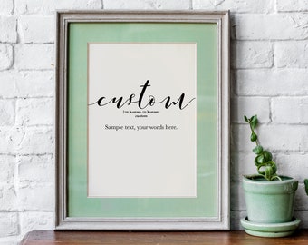 CUSTOM word definition printable poster, Personalized Baptism Baby name meaning gift, Nursery wall decor, Scandinavian Typography print