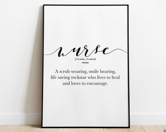 Nurse Gift, Nurse Appreciation gift, Thank you Nurse, Nurse week, Definition Printables, Nurse retirement Graduation Gift, Nurses Day Gifts