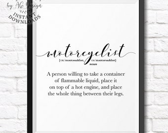 Motorcycle Gifts, Motorcyclist Gifts, Motorcyclist Definition Poster, Gift for biker, Motorbike Gift for Men, Printable Wall Art, Dorm Decor