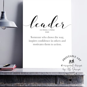 Leader Gift, Printable Leader Definition, Leader Mentor Thank You Sign, Boss Appreciation For Retirement, Teacher, Counselor, Coach, Adviser