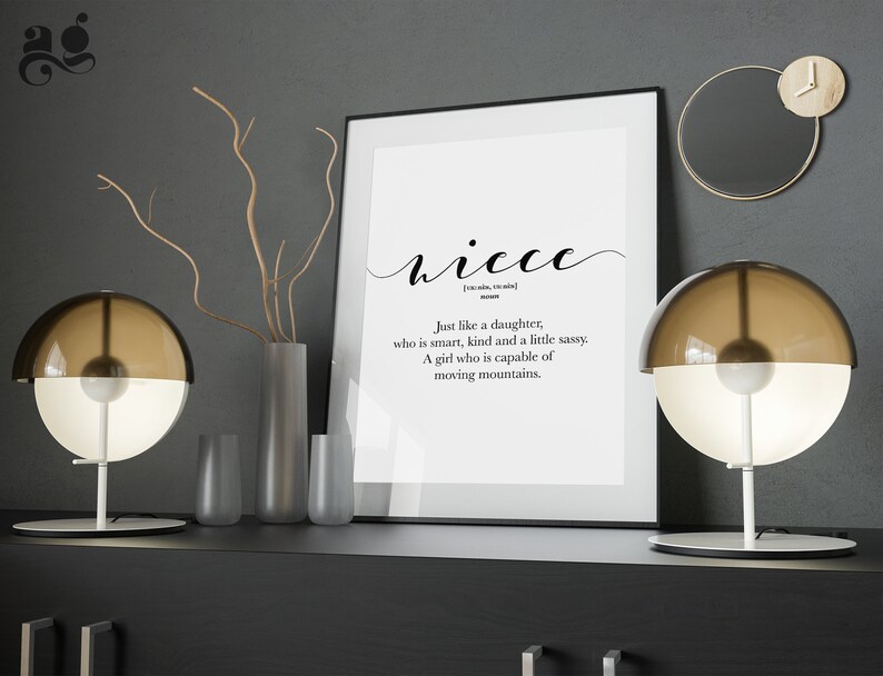 Niece Definition Prints Family Dictionary Posters Niece Etsy