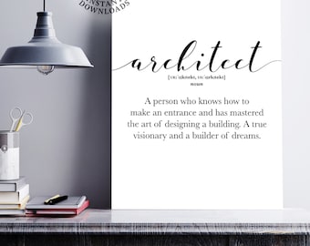 Printable Architect Gifts, Architect print, Graduation Gift, Architect Definition poster, Dorm Office wall prints, Funny gifts for Architect