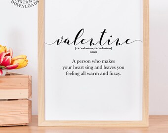 Valentine definition printable, Cute anniversary gifts for her, Valentine decor, love typo signs, galentines gift, word definition posters