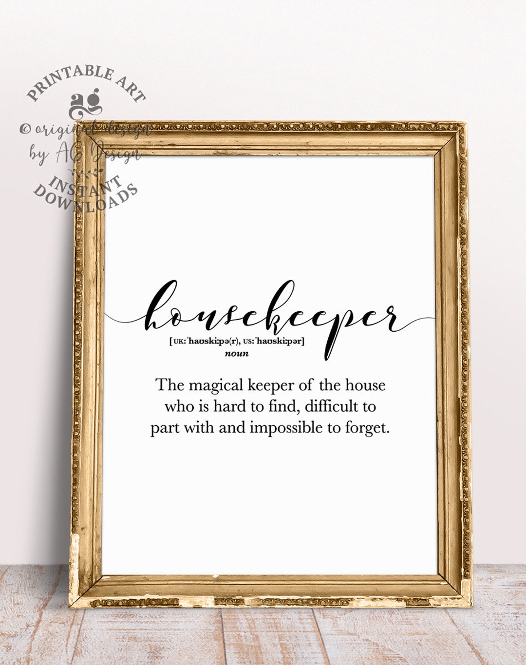 Housekeeper Appreciation Gifts, Printable Housekeeper Definition ...