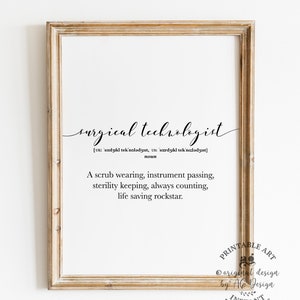Surgical technologist Gift, Surgical technologist Definition, Appreciation Gifts, Printable definition poster, Graduation gifts