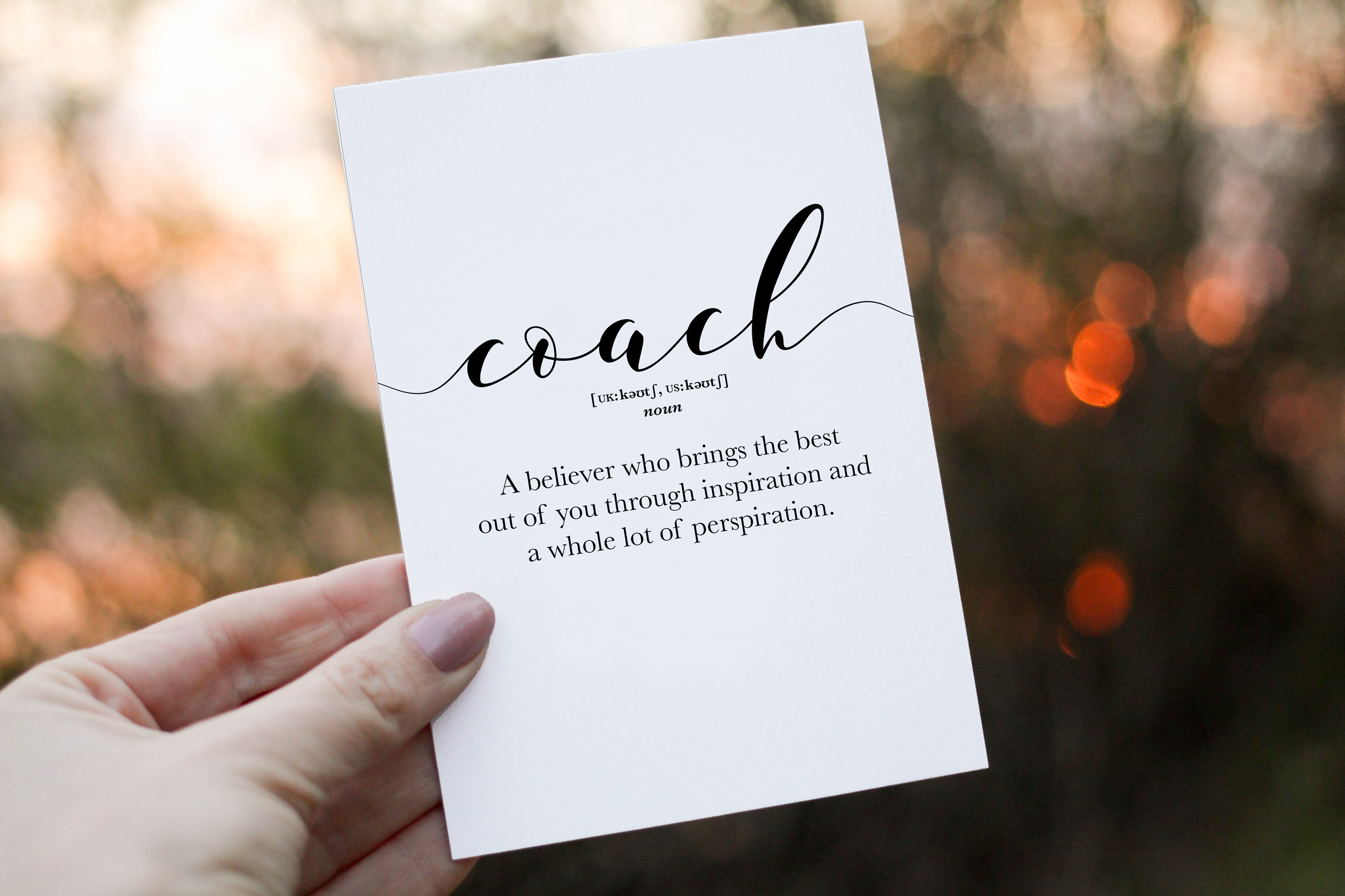 Thank You Card For Coach Coach Definition Card Printable Etsy
