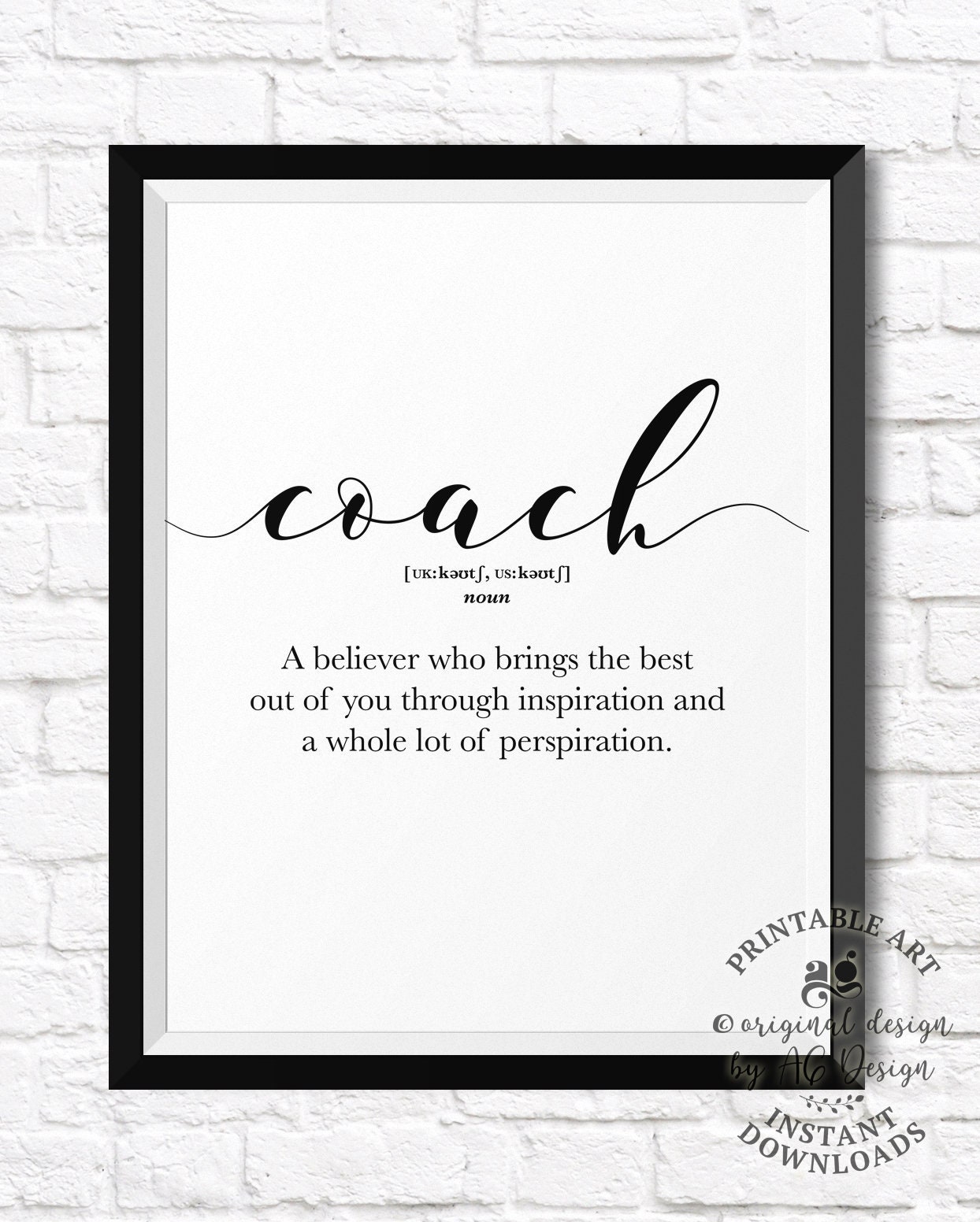 Coach Definition Print, Coach Gift, Printable Wall Art, Baseball Coach