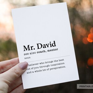 Personalized Thank You Card for Coach, Custom Mentor Card, Printable Coach Christmas gifts, baseball soccer coach appreciation greeting card