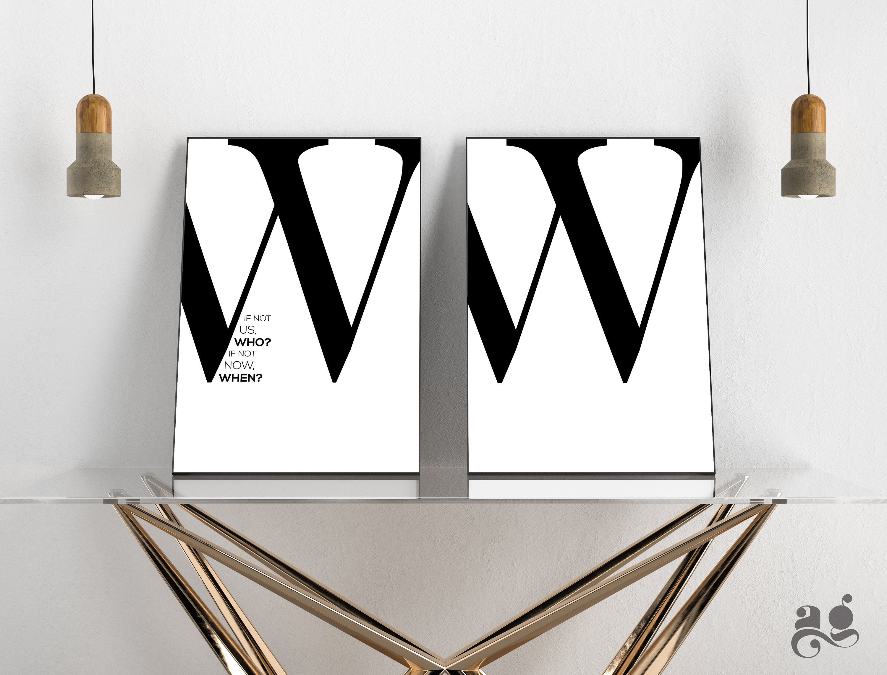 Big Letter W Poster Set of 2 Monogram W Printable Single | Etsy