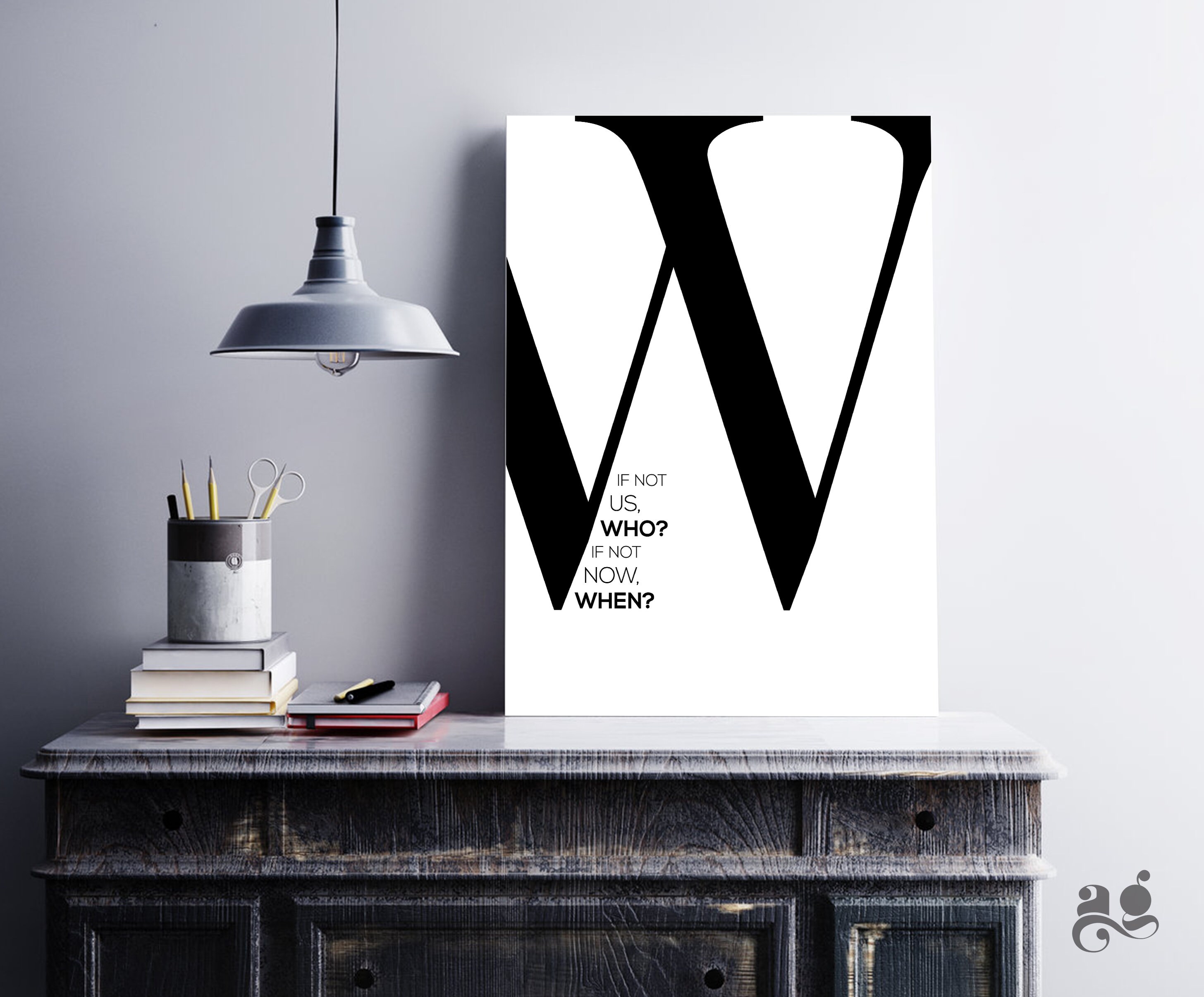 Big Letter W Poster Set of 2 Monogram W Printable Single | Etsy