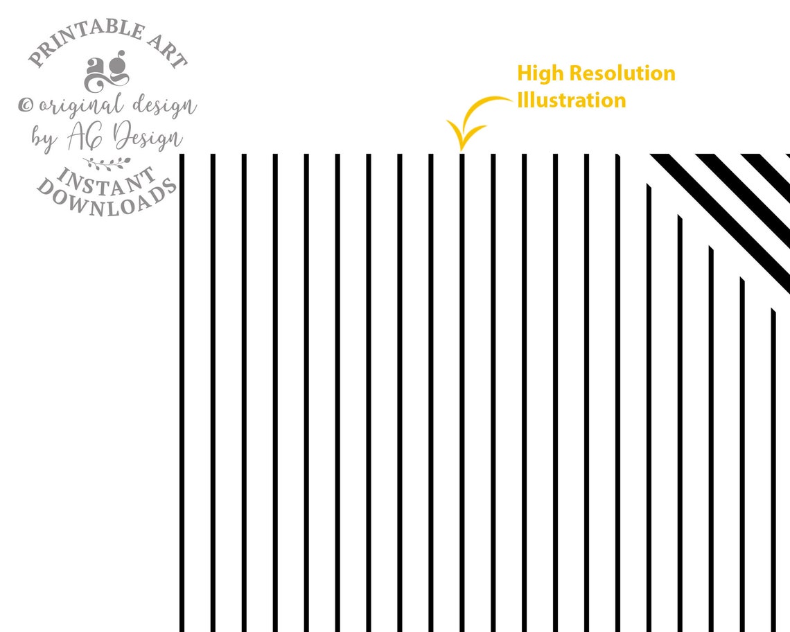 Geometric Minimalist Printables Black and White Stripes - Etsy India