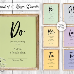 Do Re Mi Prints, Sound of Music Poster Set of 7, Music Studio Decor Printable wall art, Music Classroom Decor, Funny Gift Digital Download