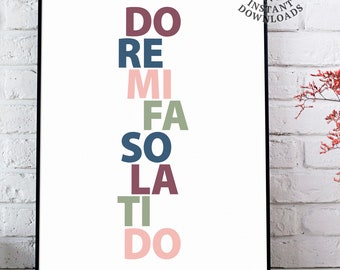 The Sound of Music Do Re Mi Prints, Color Options Set of 2, Music Posters, Printable wall art, Music Classroom Decor, Music teacher gifts