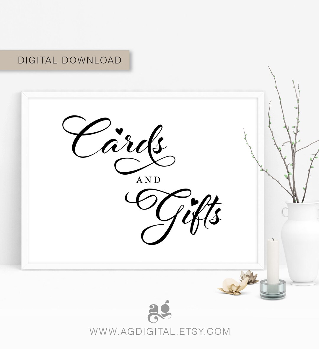 Gifts and Cards Sign, Gift Table Signs, Printable Cards and Gifts Party ...