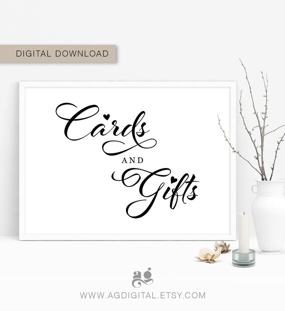 Gifts and Cards Sign Gift Table Signs Printable Cards and | Etsy