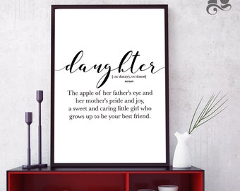 Daughter Definition Digital Download, Daughter quote wall art, Birthday gift from Father, Mother daughter Gifts, Cute Daughter Birthday Gift