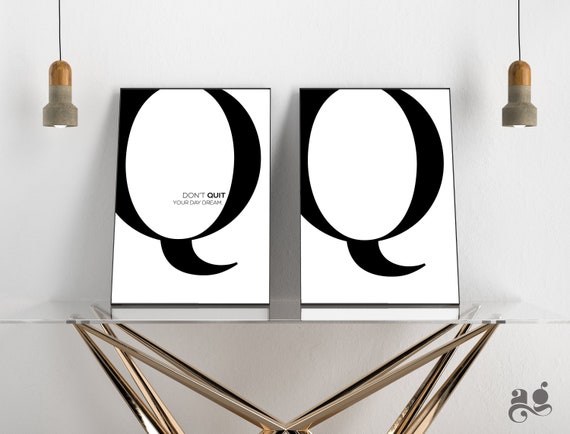 monogram q letter set of 2 printables don t quit your day etsy india