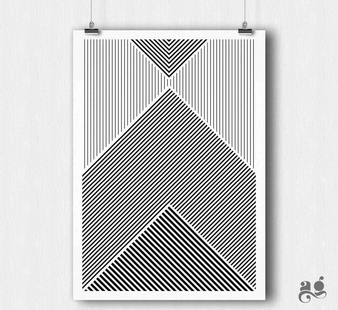 Geometric Minimalist Printables Black and White Stripes - Etsy India