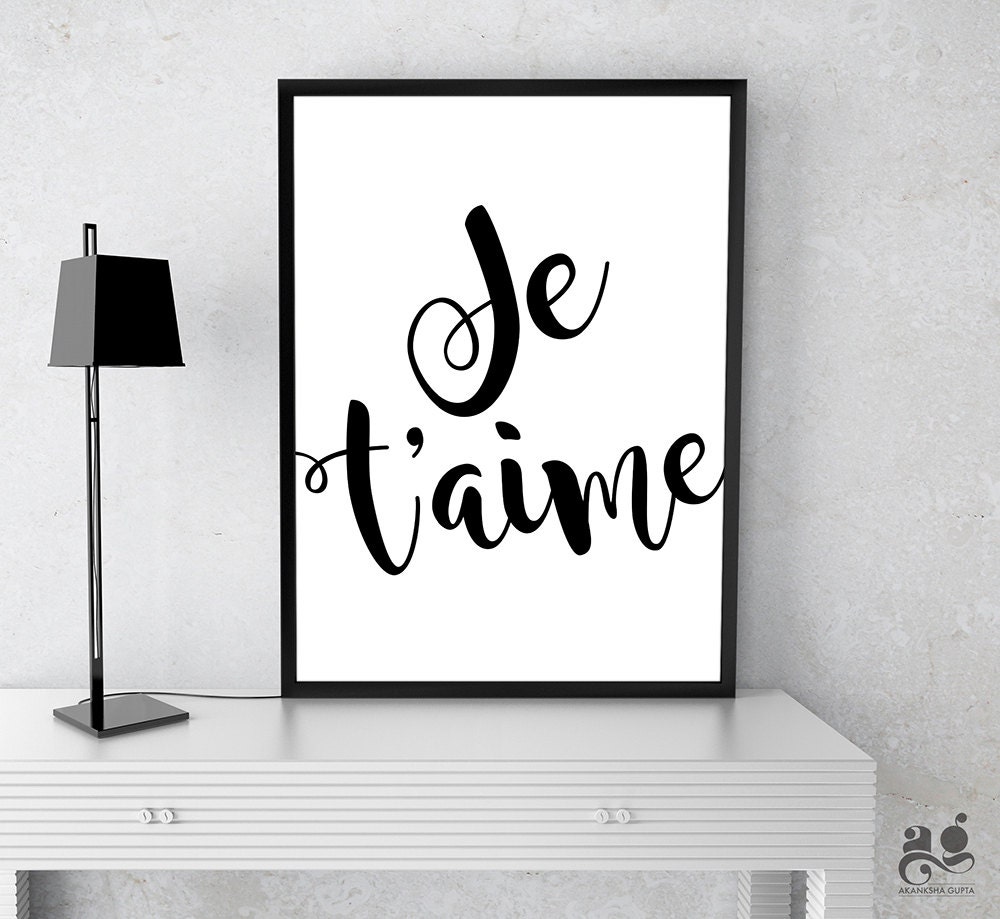 Buy French Print Je T'aime Sign, Valentine's Day Gift, I Love You ...
