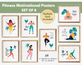 Fitness Women empowerment Quotes Poster Set of 8, Home gym decor, Exercise poster, yoga/gym teacher-fitness coach-personal trainer gift