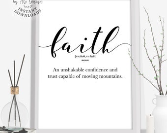 Faith definition wall art print, faith over fear, breast cancer recovery gifts, faith printables, Faith Moving Mountains, Encouragement Gift