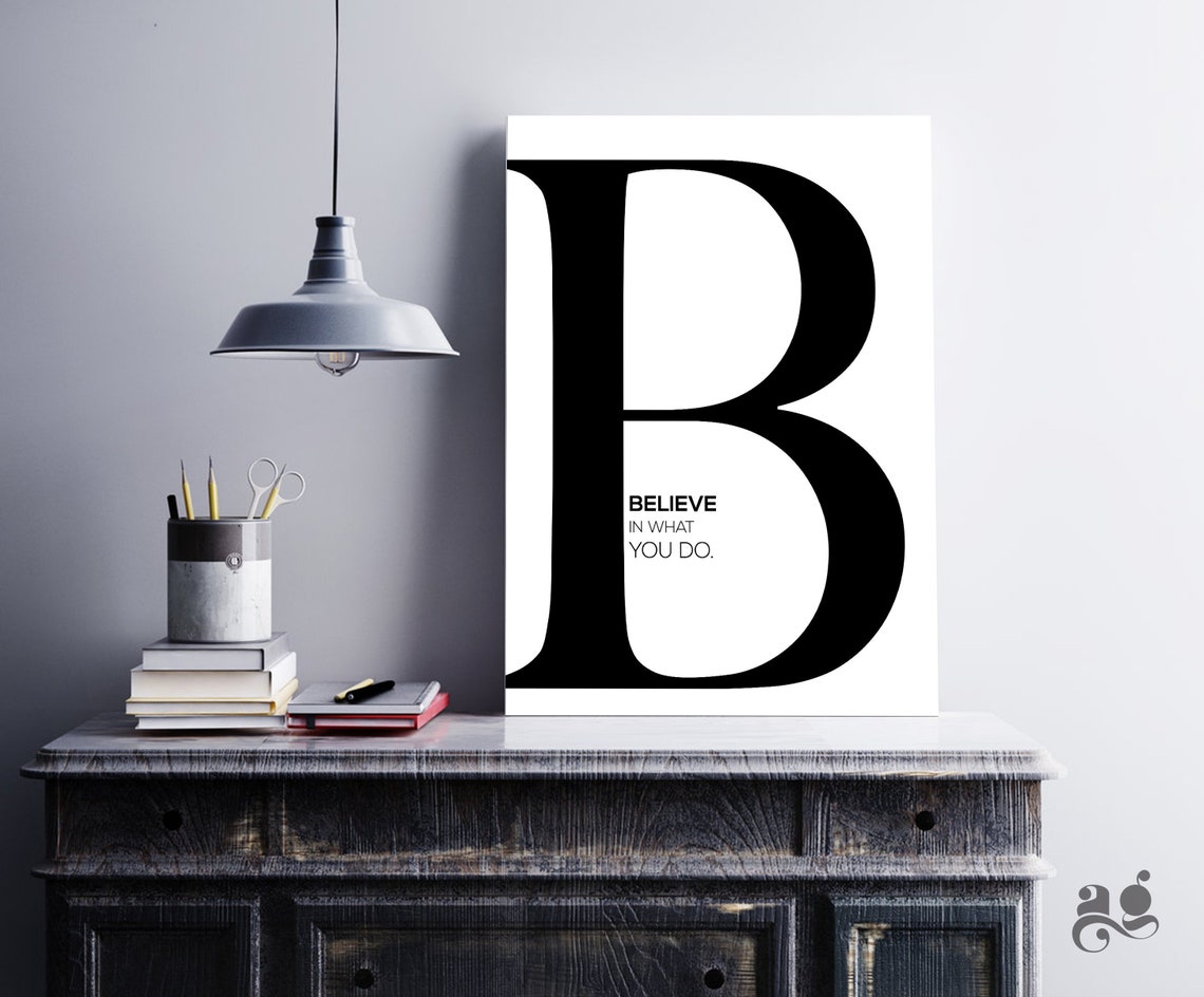 Letter B Wall Decor Printable Set of 2 Believe in What You Do Etsy