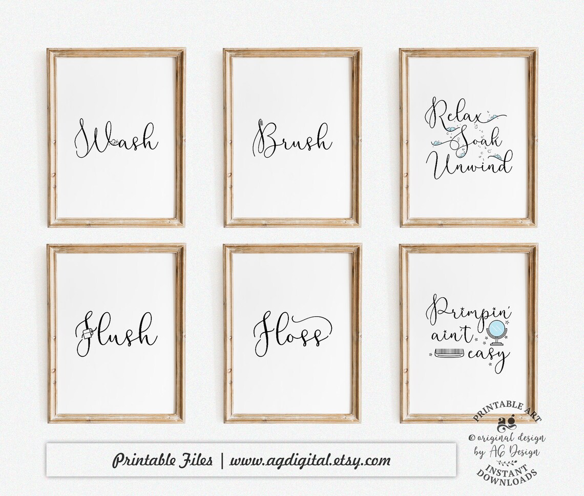 Funny Bathroom Signs Printables Set of 30 Bathroom Art Bath | Etsy India