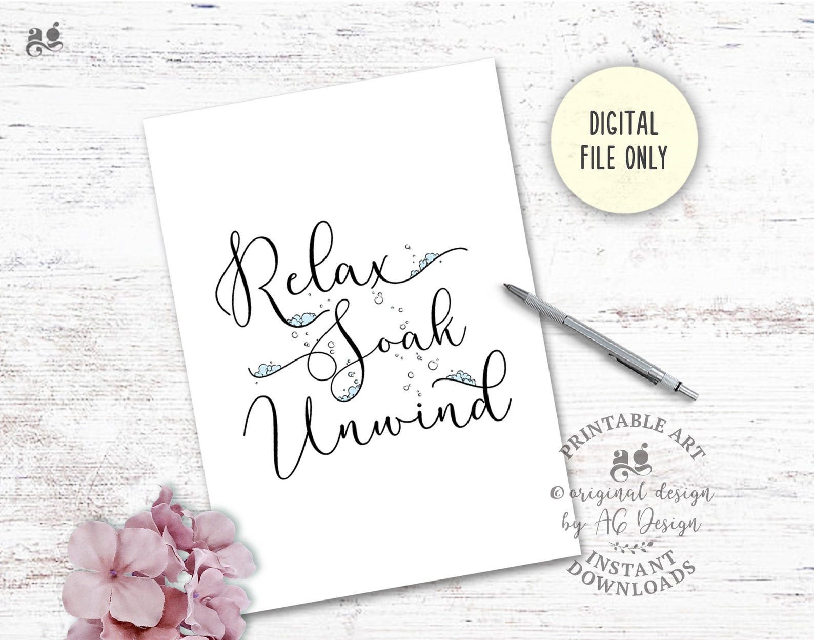 Relax Soak Unwind Prints Bath Art Print Relax Signs Soak - Etsy