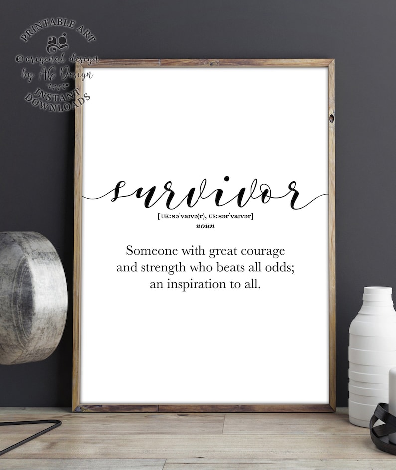 Survivor Definition Printable, Cancer Survivor Surgery Present, Warrior Veteran Courage Gift