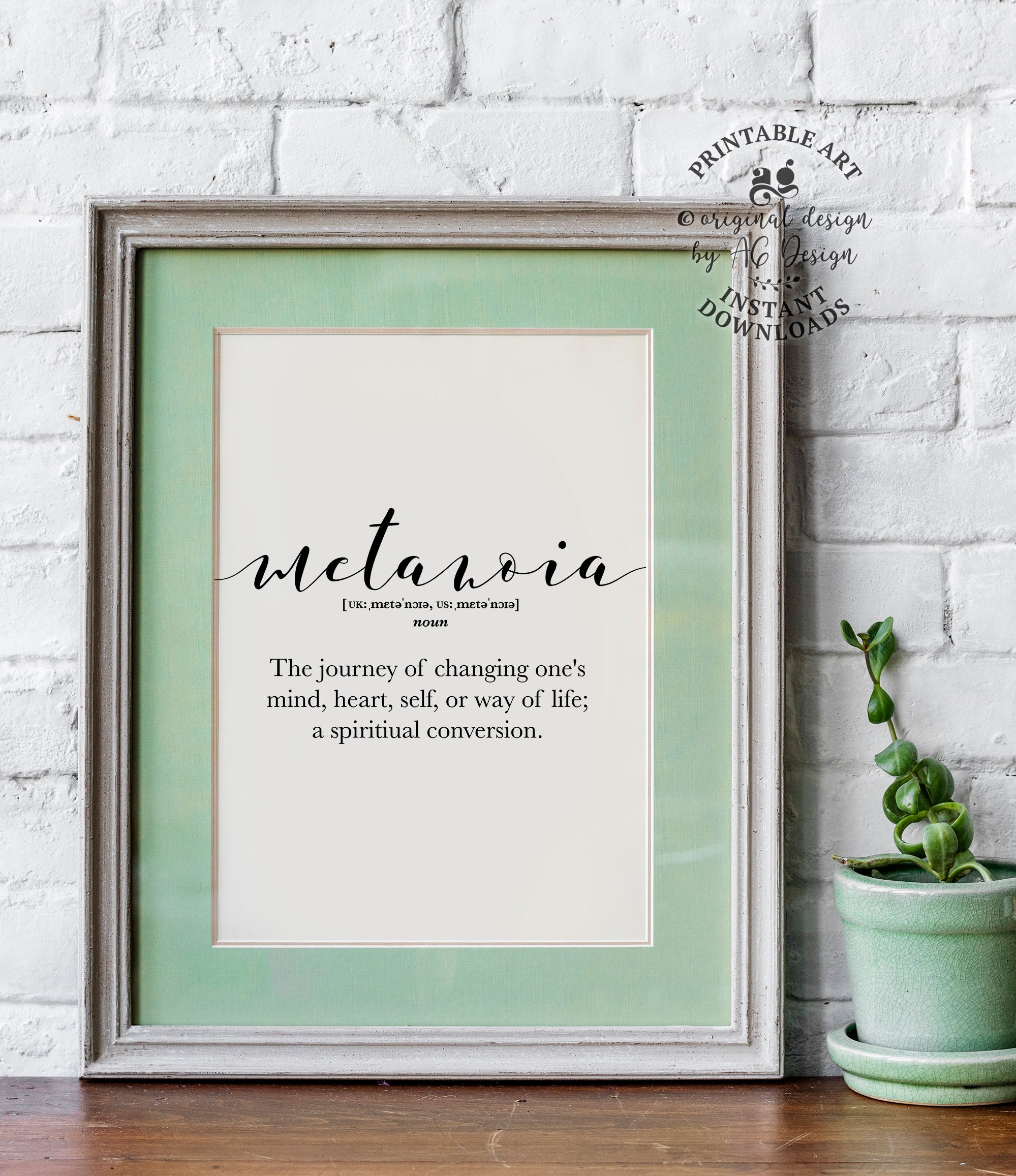 Metanoia Definition Metanoia Definition Poster Printable Greek Art Decor Greek - Etsy